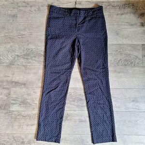 Mario Serrani Italy women's Blue & black diamond print slim stretch pants-size 8